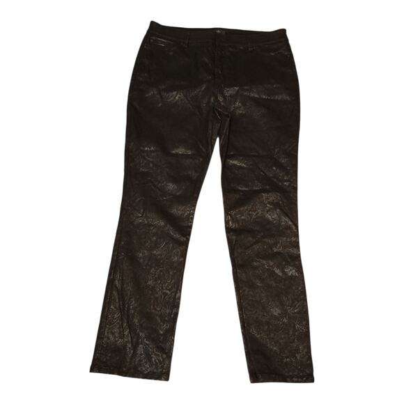 NYDJ Women's Marilyn Black Floral Pattern Skinny Jeans Lift Tuck Tech Size 16 - Picture 1 of 11
